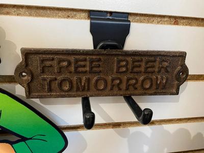CAST IRON "HAPPY BEER DRINKING" SIGN & ANOTHER LITTLE IRISHMAN
