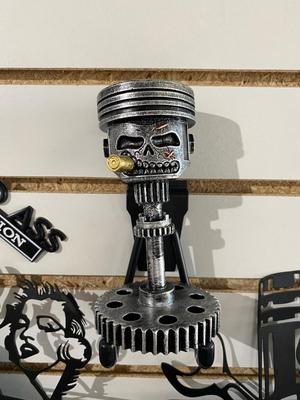 SOME “BAD ASS” WALL DECOR, ACTUAL RECORD ALBUM CLOCK AND A PISTON MASCOT