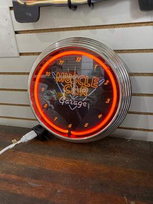 SINCLAIR OIL CAN AND MUSCLE CAR NEON/LED WALL CLOCK