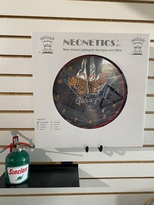 SINCLAIR OIL CAN AND MUSCLE CAR NEON/LED WALL CLOCK