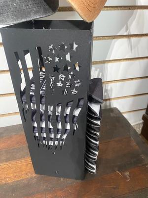 LARGE ASSORTMENT OF CAN COOLERS W/HOLDER, HATS, EMBLEMS AND MORE!