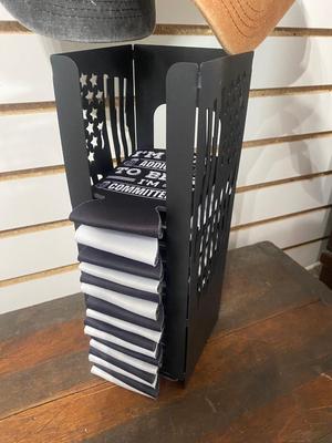 LARGE ASSORTMENT OF CAN COOLERS W/HOLDER, HATS, EMBLEMS AND MORE!