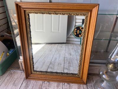 WALL MIRROR AND OIL LAMP