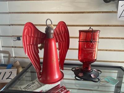 ANGEL WIND CHIME/BELL AND A HUMMINGBIRD FEEDER