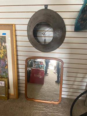 LARGE METAL LAMPSHADE AND A WALL MIRROR