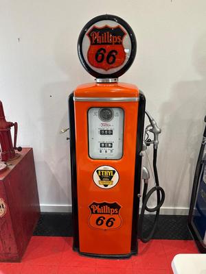 AUTHENTIC RETRO PHILLIPS 66 GAS PUMP WITH GLOBE