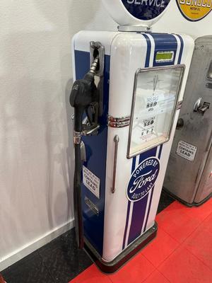 AUTHENTIC RETRO FORD SALES SERVICE GAS PUMP WITH GLOBE