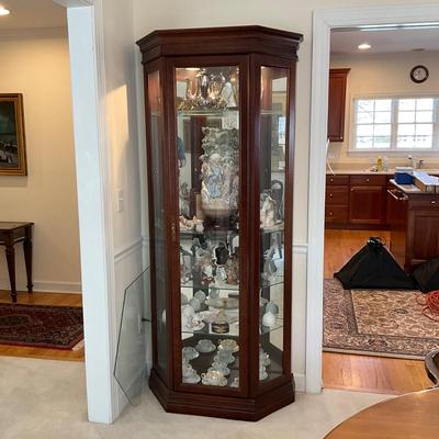 D1173 Large Glass Shelf Mahogany Curio Cabiner
