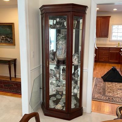 D1173 Large Glass Shelf Mahogany Curio Cabiner