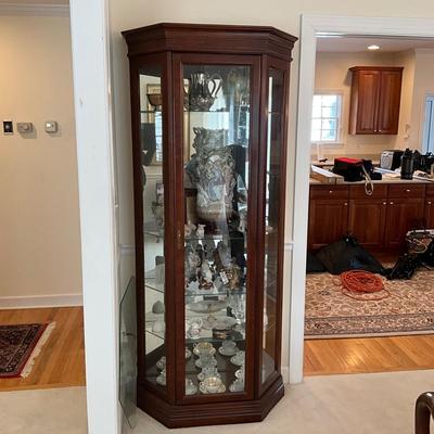 D1173 Large Glass Shelf Mahogany Curio Cabiner