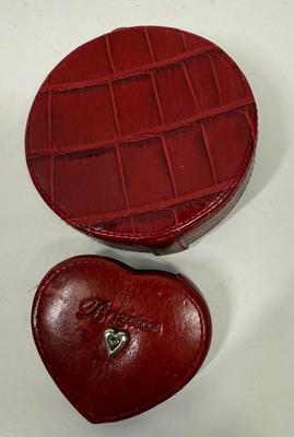 Brighton Leather Round Trinket Box and Leather Heart-shaped Compact