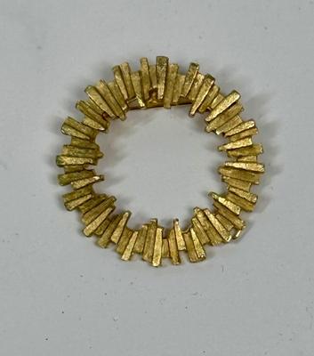 Vintage Gold Tone Geometric Wreath Brooch MCM 60s Unmarked Maker