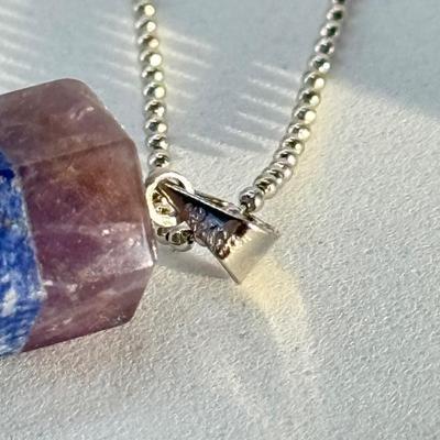 LOT 331J: 14k White Gold Fill Bail Rainbow 7 Chakra Natural Gemstone Pendant on 18” Chain