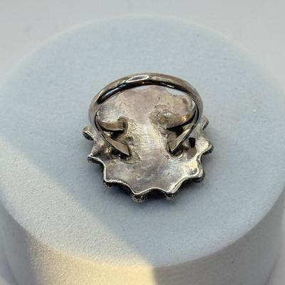 LOT 332J: Vintage Silver 1992 Artist Signed “LC” Zuni Coral Navajo Ring (Size 4.5)