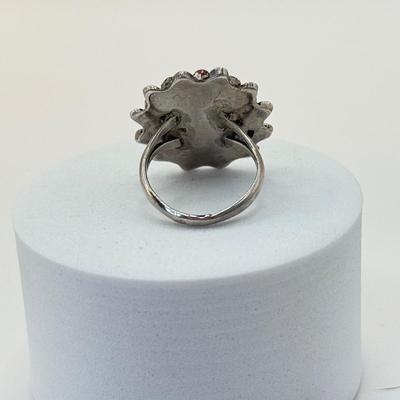LOT 332J: Vintage Silver 1992 Artist Signed “LC” Zuni Coral Navajo Ring (Size 4.5)