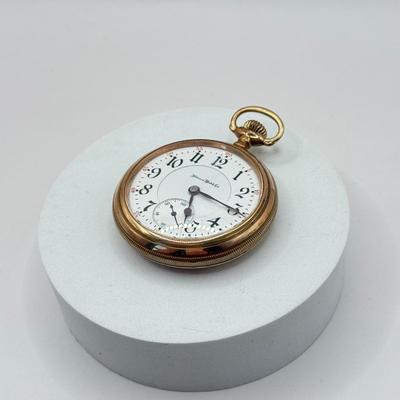 LOT 335J: Vintage 21 Jewels Illinois Watch Co Men’s Pocket Watch w/ Gold Fill Watch Chain