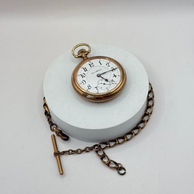 LOT 335J: Vintage 21 Jewels Illinois Watch Co Men’s Pocket Watch w/ Gold Fill Watch Chain