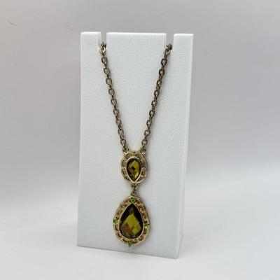 LOT 336J: Gold Tone “1928” Fairy Peridot Pendant Necklace (19”)