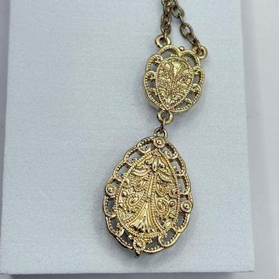 LOT 336J: Gold Tone “1928” Fairy Peridot Pendant Necklace (19”)