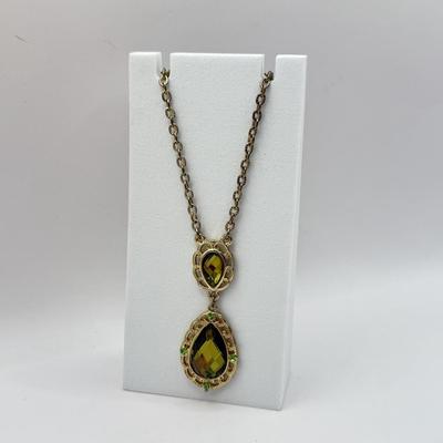 LOT 336J: Gold Tone “1928” Fairy Peridot Pendant Necklace (19”)