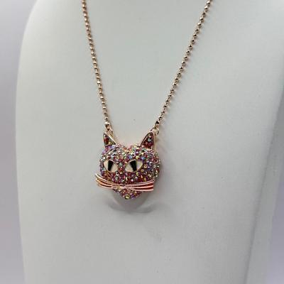 LOT 338J: Betsey Johnson Gold Tone Cat Necklace (19”)