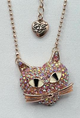 LOT 338J: Betsey Johnson Gold Tone Cat Necklace (19”)