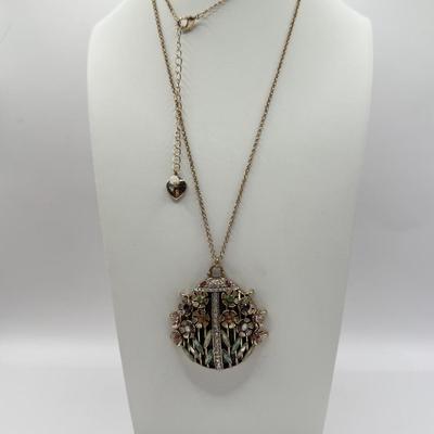 LOT 339J: Betsey Johnson Gold Tone Ladybug Pendant Necklace (32.5”)