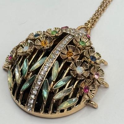 LOT 339J: Betsey Johnson Gold Tone Ladybug Pendant Necklace (32.5”)