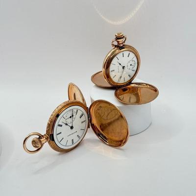 LOT 342J: Vintage Trifold Pocket Watches: Elgin & Seth Thomas