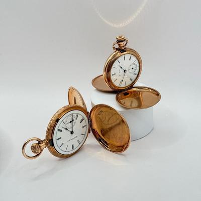 LOT 342J: Vintage Trifold Pocket Watches: Elgin & Seth Thomas