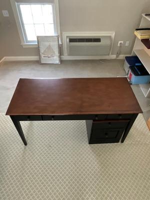 BR643 Black and Wood Top HOOKER Desk and Filing Cabinet