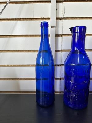 BLUE GLASS BOTTLES (2)