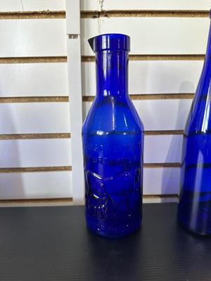 BLUE GLASS BOTTLES (2)
