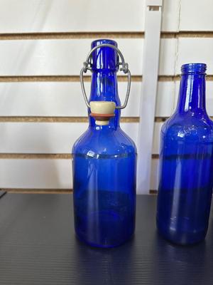 BLUE GLASS BOTTLES (3)