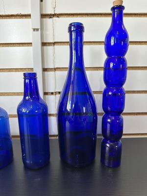 BLUE GLASS BOTTLES (3)