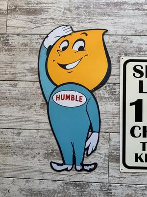 2 METAL/TIN SIGNS (3)