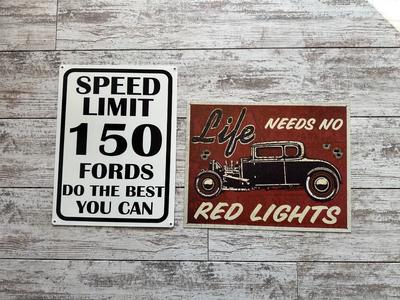 2 METAL/TIN SIGNS (5)