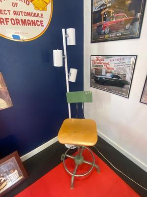 VINTAGE TALL STOOL AND A MULTI LIGHT FLOOR LAMP