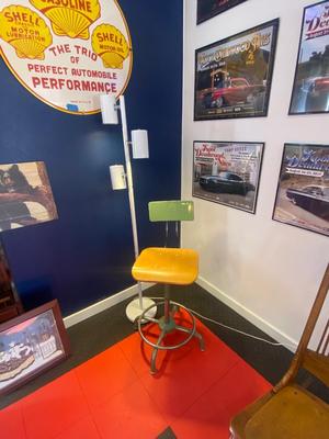 VINTAGE TALL STOOL AND A MULTI LIGHT FLOOR LAMP