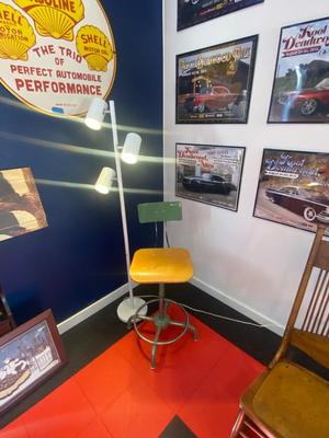 VINTAGE TALL STOOL AND A MULTI LIGHT FLOOR LAMP