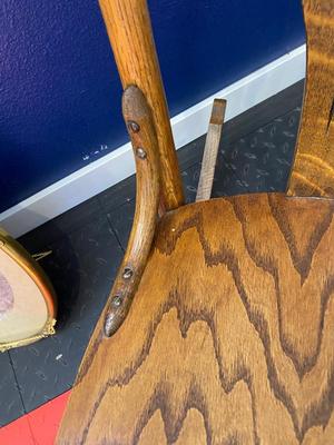 ANTIQUE ROCKING CHAIR AND FRAMED ART