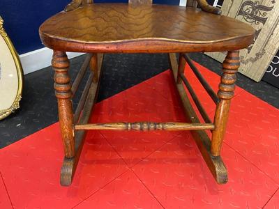 ANTIQUE ROCKING CHAIR AND FRAMED ART