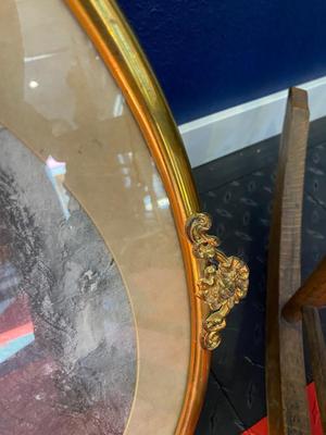 ANTIQUE ROCKING CHAIR AND FRAMED ART