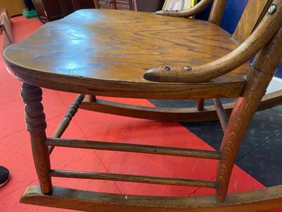 ANTIQUE ROCKING CHAIR AND FRAMED ART
