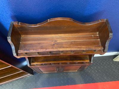 HANGING MURPHY/DROP FRONT DESK & VINTAGE BOOKSHELF