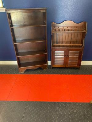 HANGING MURPHY/DROP FRONT DESK & VINTAGE BOOKSHELF