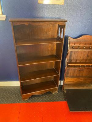 HANGING MURPHY/DROP FRONT DESK & VINTAGE BOOKSHELF