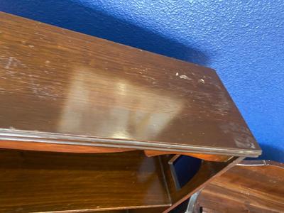 HANGING MURPHY/DROP FRONT DESK & VINTAGE BOOKSHELF