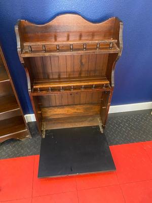 HANGING MURPHY/DROP FRONT DESK & VINTAGE BOOKSHELF