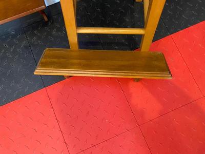 2 WALL SHELFS AND AN OAK STOOL